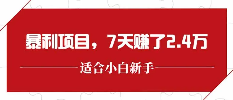 图片[1]-最新暴利项目，每单收益轻松在300以上，7天赚了2.4万-E六资源