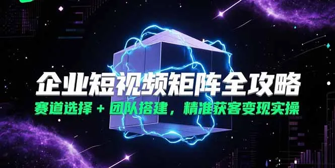 图片[1]-企业短视频矩阵全攻略，赛道选择+团队搭建，精准获客变现实操-E六资源