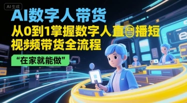 图片[1]-AI数字人带货，从0到1掌握数字人直播短视频带货全流程，在家就能做-E六资源