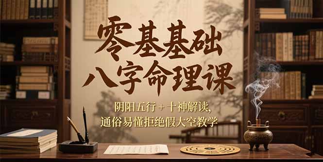 零基础八字命理课，阴阳五行+十神解读，通俗易懂拒绝假大空教学-E六资源