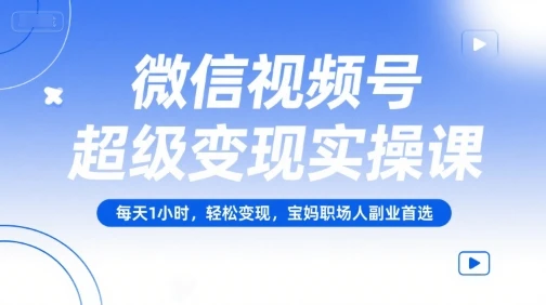图片[1]-微信视频号超级变现实操课，每天1小时，轻松变现，宝妈职场人副业首选-E六资源