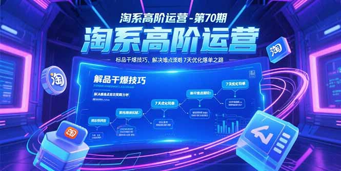 淘系高阶运营-第70期，标品干爆技巧，解决难点策略，大佬操盘方法-E六资源