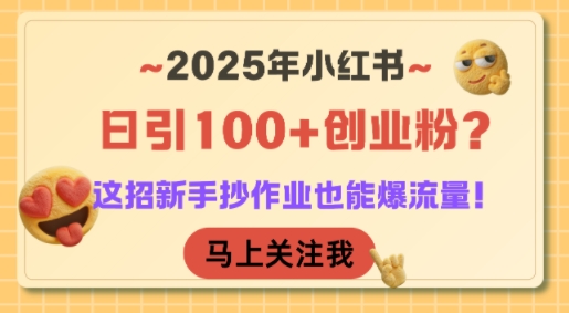 2025年小红书日引100+创业粉？这招新手抄作业也能爆流量！-E六资源