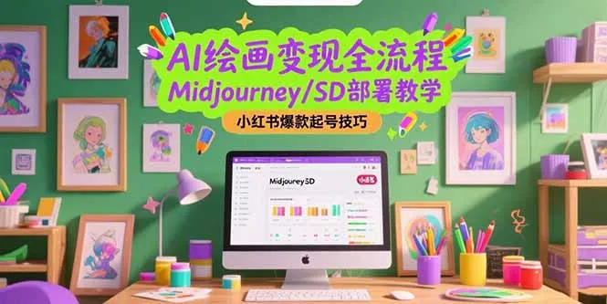 图片[1]-AI绘画变现全流程，Midjourney/SD部署教学，小红书爆款起号技巧-E六资源