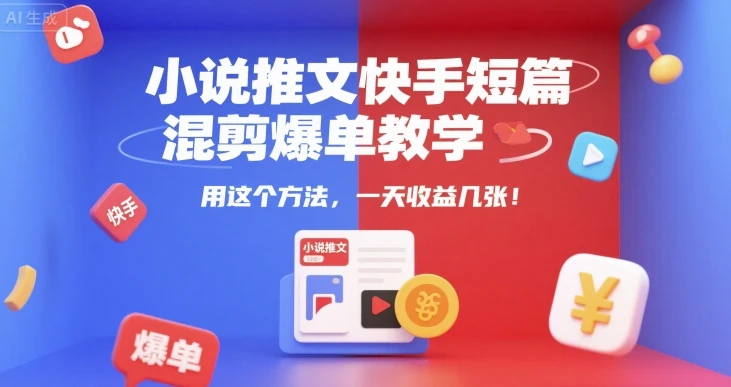 图片[1]-小说推文快手短篇混剪爆单教学，用这个方法，一天收益几张-E六资源
