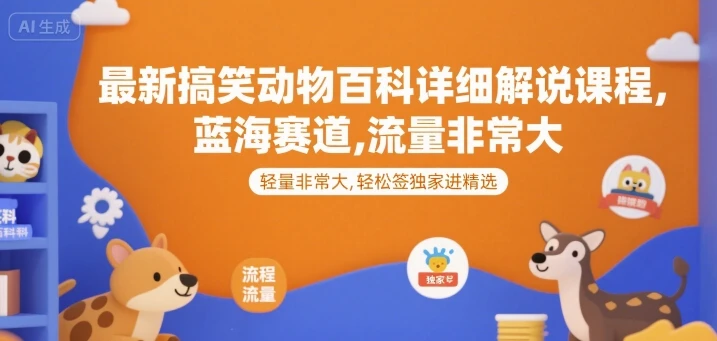 图片[1]-最新搞笑动物百科详细解说课程，蓝海赛道，流量非常大，轻松签独家进精选-E六资源