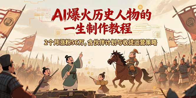 AI历史人物赛道课程，2个月涨粉56万，含伙伴计划与收徒运营策略-E六资源