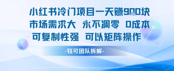 图片[1]-小红书冷门项目一天收益9张，市场需求大，0成本，可复制性强可以矩阵操作-E六资源