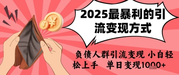 图片[1]-2025年最暴利的引流变现方式，负债人群引流变现，小白轻松上手，日入1k-E六资源