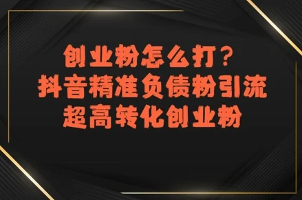 图片[1]-创业粉怎么打？抖音精准负债粉引流，超高转化创业粉-E六资源