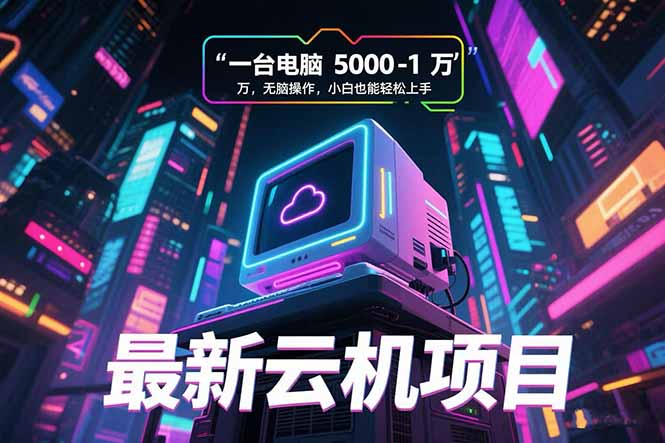 最新云机项目 一台电脑5000到10000 无脑操作小白也能轻松上手-E六资源