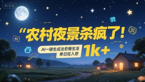 图片[1]-农村夜景杀疯了！AI一键生成治愈系慢生活，单日狂入1k+-E六资源