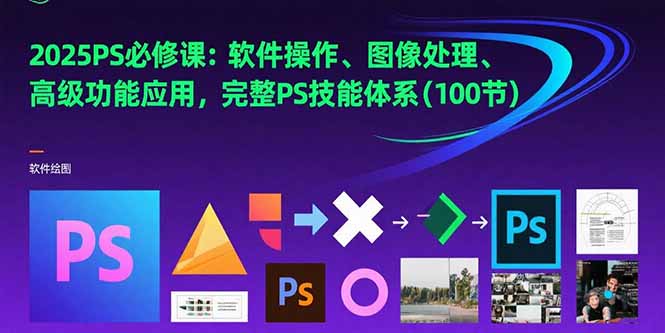 2025PS必修课：软件操作、图像处理、高级功能应用，完整PS技能体系(100节)-E六资源