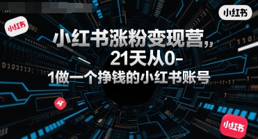 小红书涨粉变现营，21天从0-1做一个挣钱的小红书账号-E六资源