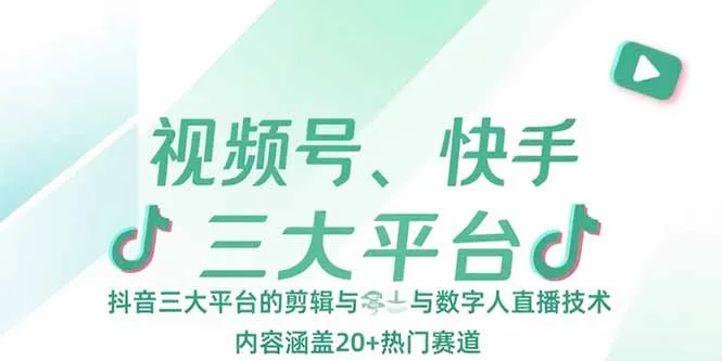 图片[1]-视频号、快手、抖音三大平台的剪辑与数字人直播技术，内容涵盖20+热门赛道-E六资源