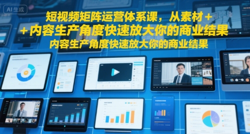 短视频矩阵运营体系课，从素材+内容生产角度快速放大你的商业结果-E六资源