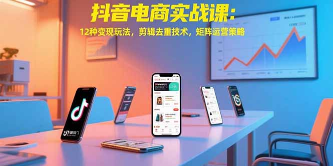 抖音电商实战课：12种变现玩法，剪辑去重技术，矩阵运营策略-E六资源