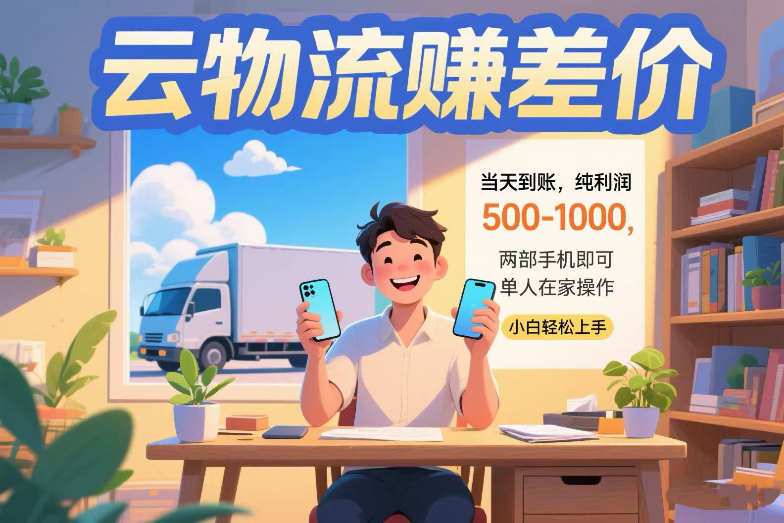 云物流赚差价 当天到账纯利润500-1000 两部手机即可 可单人在家操作 小…-E六资源