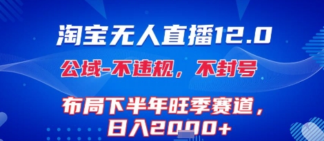 淘宝无人直播12.0，不封号，不违规，布局下半年旺季赛道，日入1k+(独家技术)-E六资源