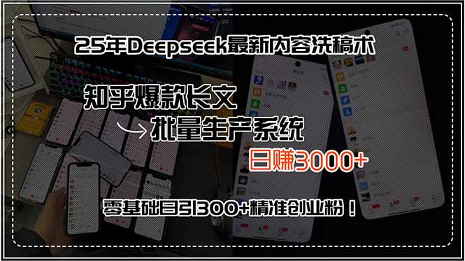 25年Deepseek最新内容洗稿术，知乎爆款长文批量生产系统，日赚3000+，…-E六资源