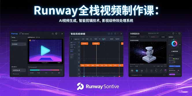 Runway全栈视频制作课：AI视频生成，智能剪辑技术，影视级特效处理系统-E六资源