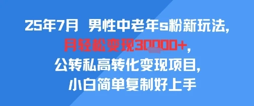 图片[1]-25年7月男性中老年s粉新玩法，月轻松变现3W+，公转私高转化变现项目，小白简单复制好上手-E六资源