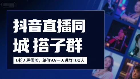 图片[1]-抖音直播同城搭子群，0粉无需露脸，单价19.9，一天进群100人-E六资源