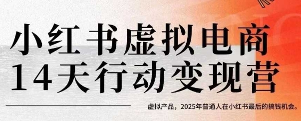 小红书虚拟电商14天变现训练营，虚拟产品，2025年普通人在小红书最后的搞钱机会-E六资源