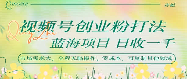 视频号创业粉打法，日入1k，蓝海项目，市场需求大，全程无脑操作，可复制-E六资源