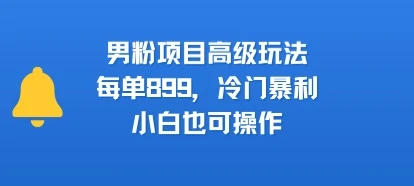 图片[1]-男粉项目高级玩法，每单899，冷门暴利，小白也可操作-E六资源