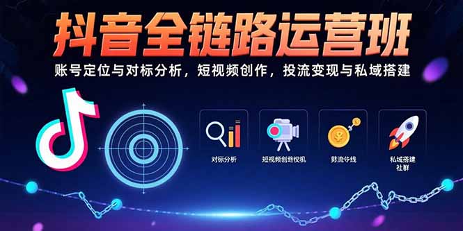 抖音全链路运营班：账号定位与对标分析，短视频创作，投流变现与私域搭建-E六资源