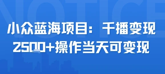 图片[1]-小众蓝海项目，千播变现2.5k+操作当天可变现-E六资源