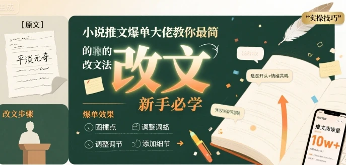 图片[1]-小说推文爆单大佬教你最简单的改文方法实操课，新手必学-E六资源