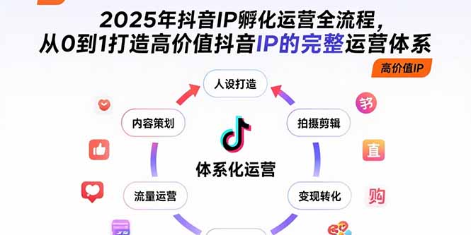 2025年抖音IP孵化运营全流程，从0到1打造高价值抖音IP的完整运营体系-E六资源