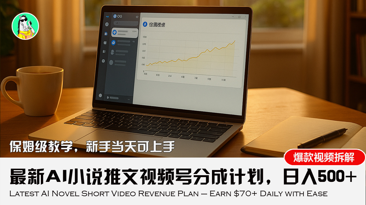 最新AI小说推文视频号分成计划，新手小白也能当天日入500+教程-E六资源
