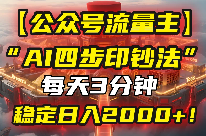 图片[1]-【公众号流量主】我用“AI四步法”每天复制粘贴3分钟，稳定日入2000+！-E六资源