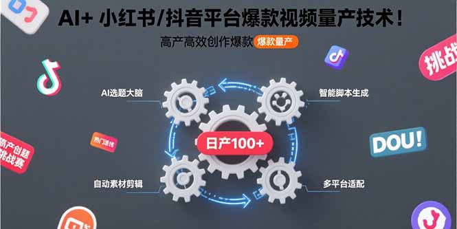 AI+小红书/抖音平台爆款视频量产技术：高产高效创作爆款视频！-E六资源