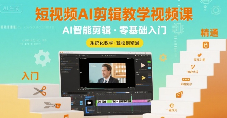 短视频AI剪辑教学视频课，入门到精通-E六资源