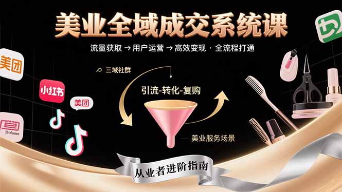 美业全域成交系统课程：帮助美业从业者打通从流量获取到高效变现全流程-E六资源