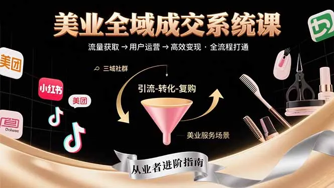 图片[1]-美业全域成交系统课程：帮助美业从业者打通从流量获取到高效变现全流程-E六资源