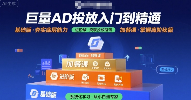 巨量AD投放入门到精通，基础版+进阶版+加餐课-E六资源