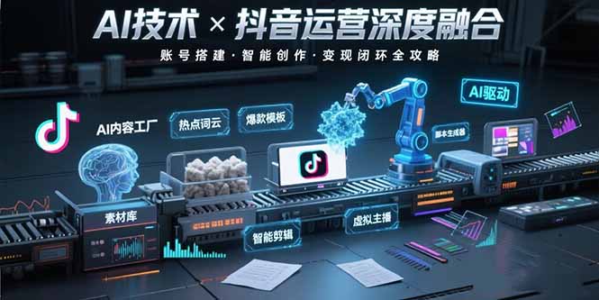 AI技术与抖音运营的深度融合应用：涵盖账号搭建、内容创作、收益变现等-E六资源