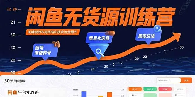 图片[1]-闲鱼无货源训练营：账号准备养号/垂直化选品/黑搜玩法，0基础30天盈利指南-E六资源