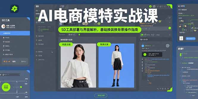AI电商模特实战课，SD工具部署与界面解析，基础换装换背景操作指南-E六资源