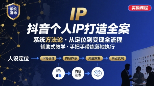 抖音个人IP系统落地实操大课，实操课程，辅助落地-E六资源