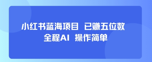 小红书蓝海项目，全程AI，操作简单，已挣五位数-E六资源