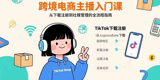 图片[1]-跨境电商主播入门课，TikTok下载注册，支付工具配置，社媒账号管理全流程-E六资源