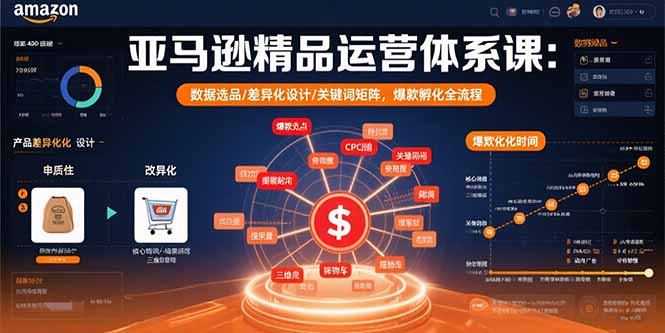 亚马逊精品运营体系课：数据选品/差异化设计/关键词矩阵，爆款孵化全流程-E六资源