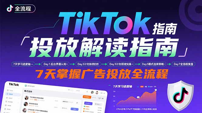 TikTok投放解读指南：后台操作/计划建立/模式选择，7天掌握广告投放全流程-E六资源