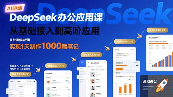 图片[1]-DeepSeek办公应用课：从基础接入到高阶应用，实现1天制作1000篇笔记-E六资源